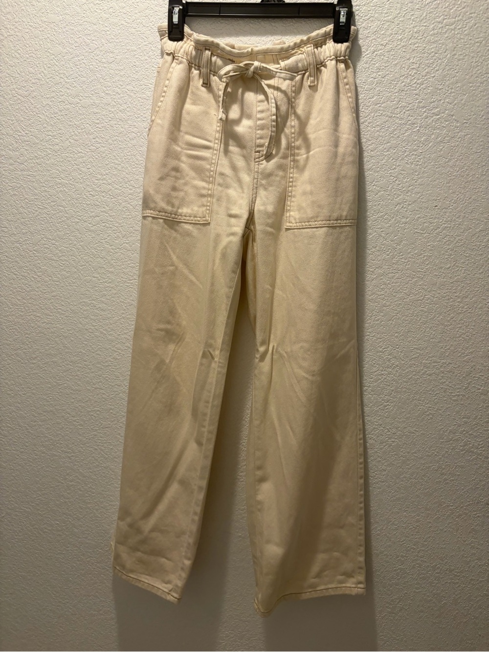Time and Tru Cream Wide-Leg Drawstring Pants